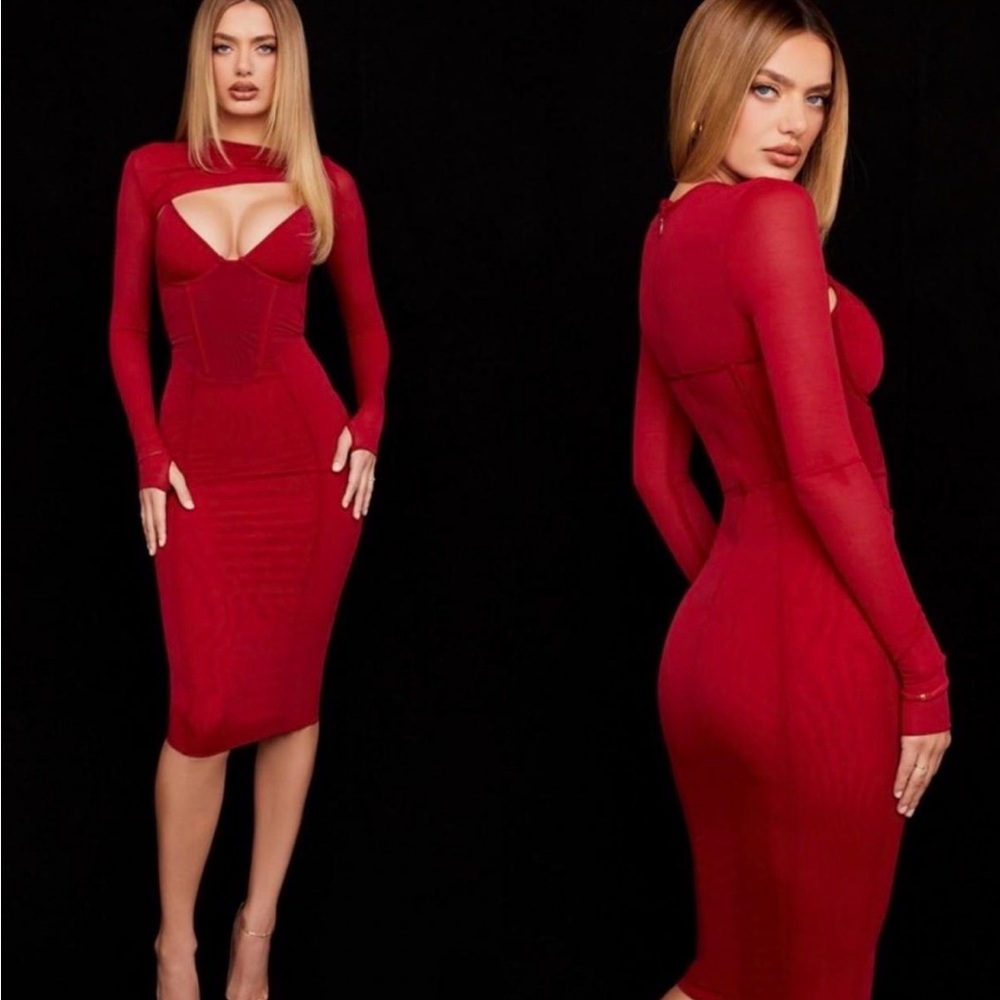 House of CB maroon Beatrice dress
